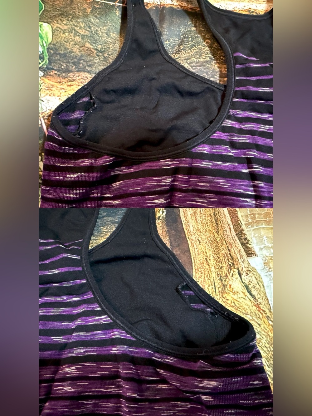 C9 by Champion Racerback Sports Bra with Purple and Black Glitch Stripe Size XXL - Picture 3 of 6